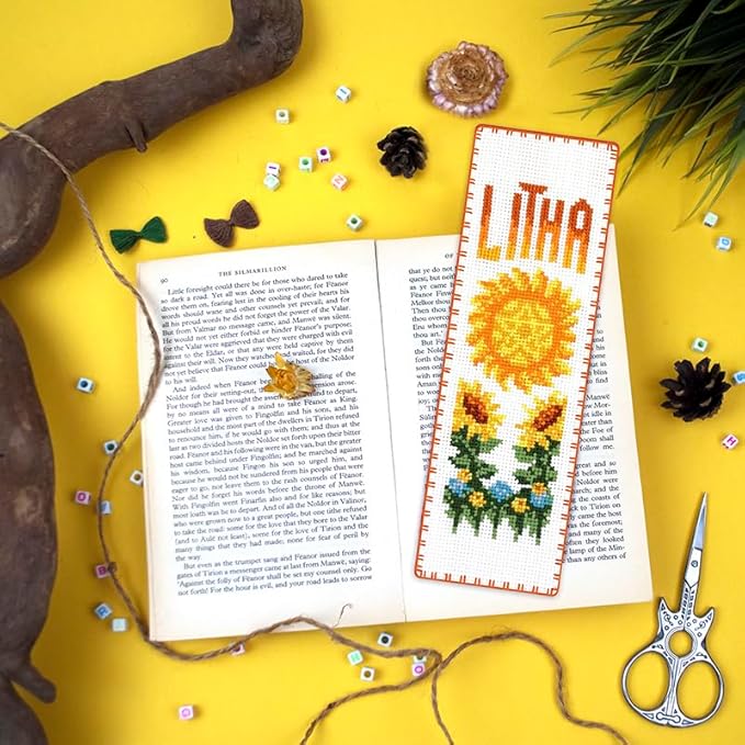 Povitrulya Cross Stitch Bookmark Kit Wheel of the Year: Litha – Counted DIY Embroidery Set for Adults & Beginners, Summer Solstice Pagan Wiccan Sun Fire Festival Gift