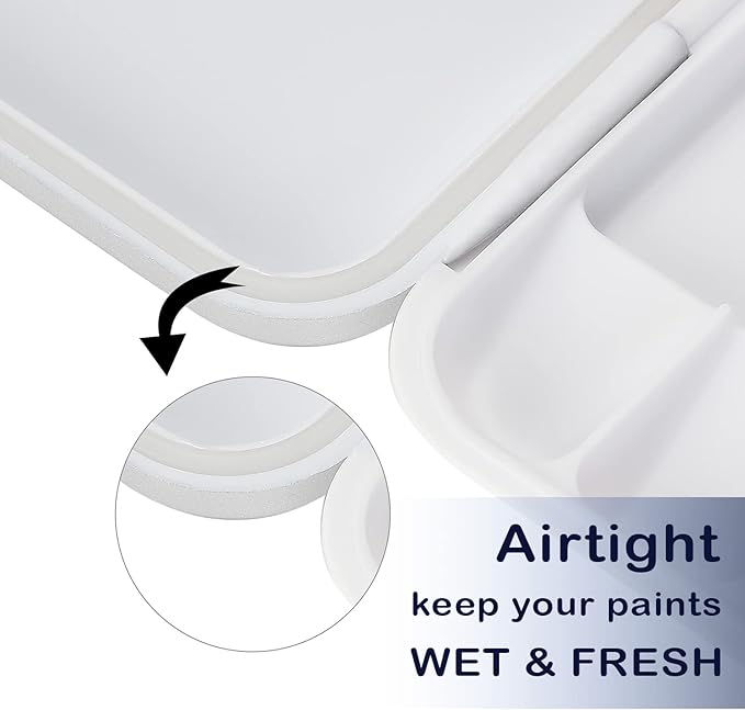 Mr. Pen Airtight 18-Well Watercolor Palette with 2 Mixing Areas and Lid - Folding Paint Tray