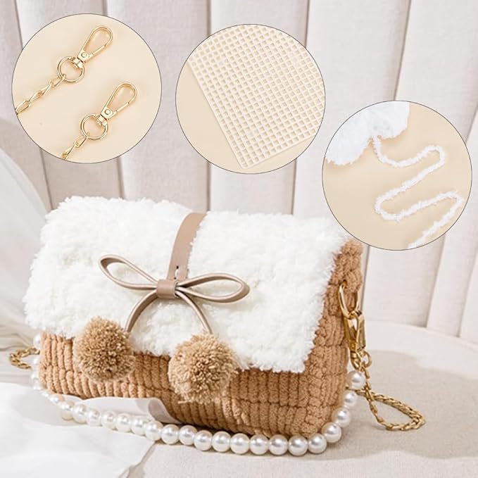 WADORN DIY Knitting Crochet Handbags Kit, Mesh Plastic Canvas Kits for Shoulder Bags DIY Knitting Crochet Crossbag Materials Handmade Purse Stitching Kit for DIY Crafting Embroidery Projects, Peru