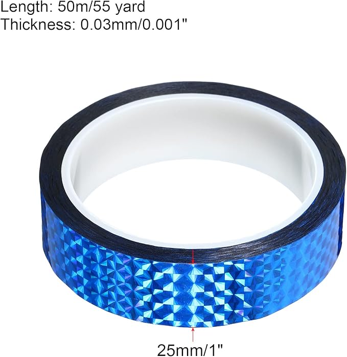 PATIKIL Prism Tape 1 Inch x 55 Yards, Holographic Metalized Reflective Adhesive for Detailing Accent Wall Decor Art, Blue