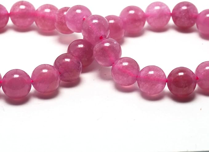 Jade Stone Beads Gemstone Beads for Jewelry Making - 6mm Round Loose Beads for Bracelets(59-62pcs, Strawberry Quartz Jade)