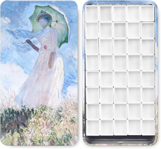 40Pcs Empty Half Pans with Magnetic Stripe Watercolor Paint Travel Tin Palette Case, Artist Paints Half Pan Kits for DIY Watercolor Oils or Acrylics Painting Art Drawing Monet