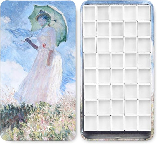 40Pcs Empty Half Pans with Magnetic Stripe Watercolor Paint Travel Tin Palette Case, Artist Paints Half Pan Kits for DIY Watercolor Oils or Acrylics Painting Art Drawing Monet