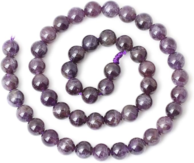 cheavian 45pcs 8mm natural amethyst gemstone round loose beads crystal energy stone healing power for jewelry making 1 strand 15"