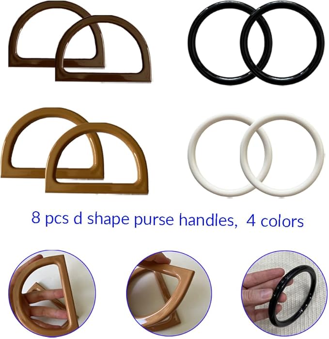 TQFXGLL 14 Pcs Leather Crochet Bag Making Kits, 4 Colors Bag Bases, Round and D Shape Purse Handles with 2 Sizes Crochet Hooks for DIY Purses Bags Craft Making