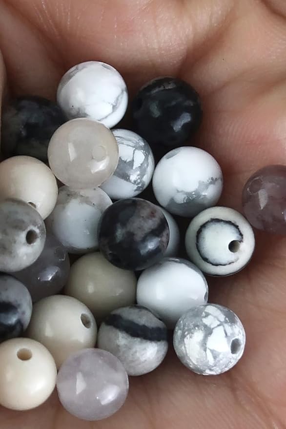 1200pcs 6mm Natural Round Stone Beads,Multiolor Crystal Energy Stone,Loose Gemstone Accessories Hole Size 1mm,DIY Smooth Beads Necklace Bracelet for Jewelry Making,(6MM-24Colors Materia-A)