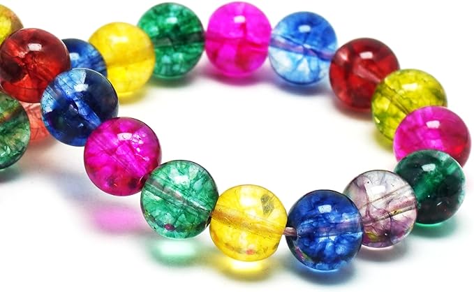 Crystal Round Beads for Jewelry Making - 8mm Glass Craft Beads for Bracelets(45-48pcs, Tourmaline Crystal)
