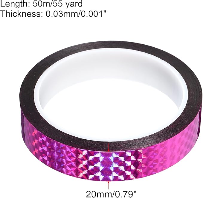 PATIKIL Prism Tape 0.8 Inch x 55 Yards, Holographic Metalized Reflective Adhesive for Detailing Accent Wall Decor Art, Rose