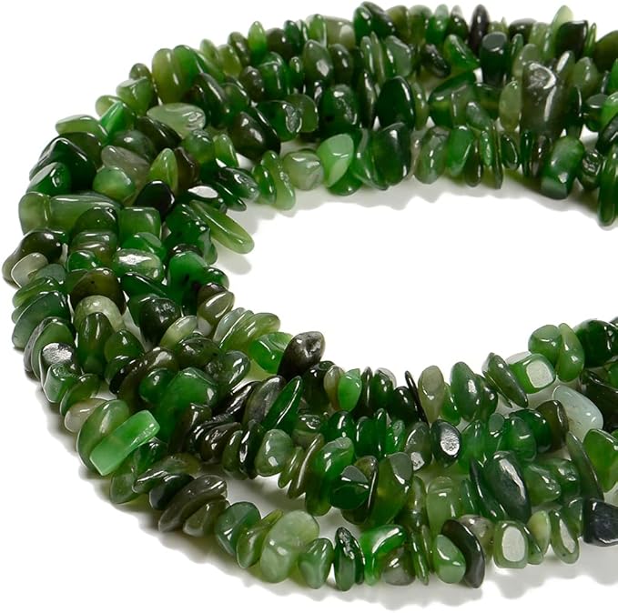 7-8mm Natural Green Canada Jade Gemstone Chips Beads Healing Crystals Waist Bracelets Necklace Kit Irregular Stone DIY Crafts Design Jewelry Making