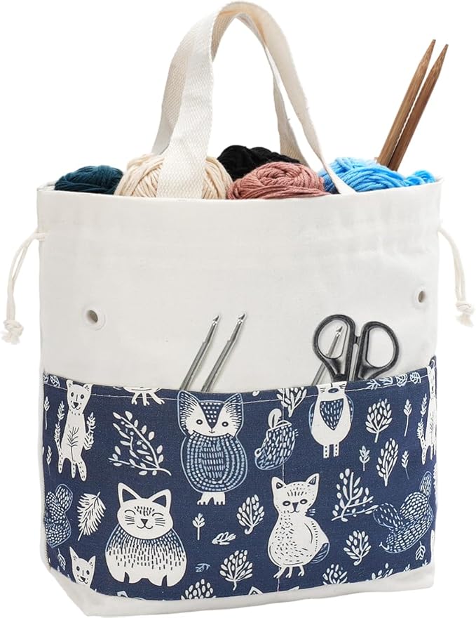 Crochet Bag, Handy Knitting Project Yarn Bag, Crochet Accessories Yarn Storage Organizer, Knitting Bags and Totes for Crocheting on The Go, 12.5x13x5''
