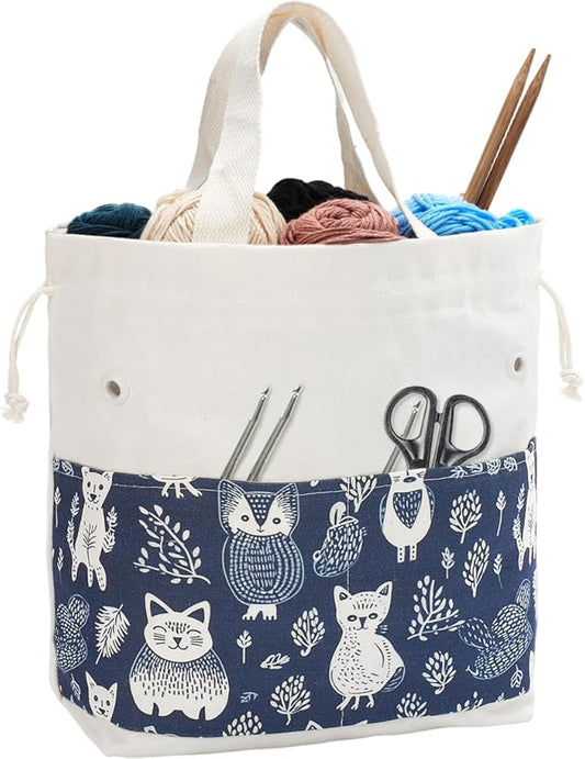 Crochet Bag, Handy Knitting Project Yarn Bag, Crochet Accessories Yarn Storage Organizer, Knitting Bags and Totes for Crocheting on The Go, 12.5x13x5''