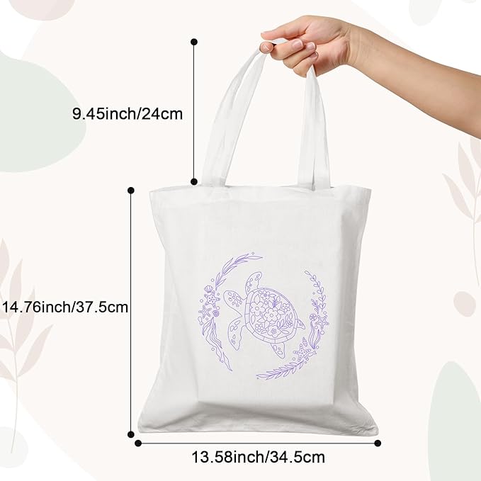Nuberlic Canvas Tote Bag Embroidery Kit for Beginners Adults -Cross Stitch Kits Needlepoint with Sea Turtles Pattern Bag Reusable Eco-Friendly Shopping Bag
