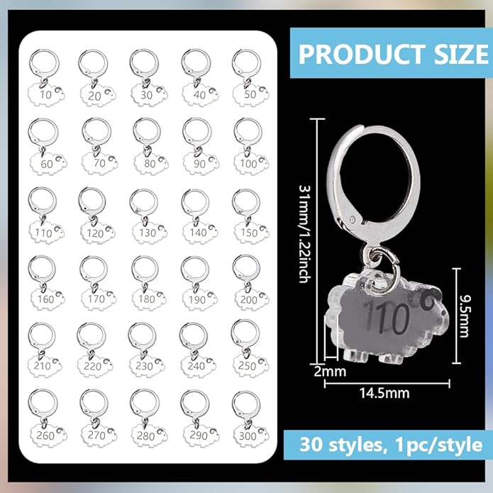 BENECREAT Sheep Stitch Markers, Clear Acrylic Crochet Stitch Marker Charms for Knitting Weaving Sewing Accessories Quilting