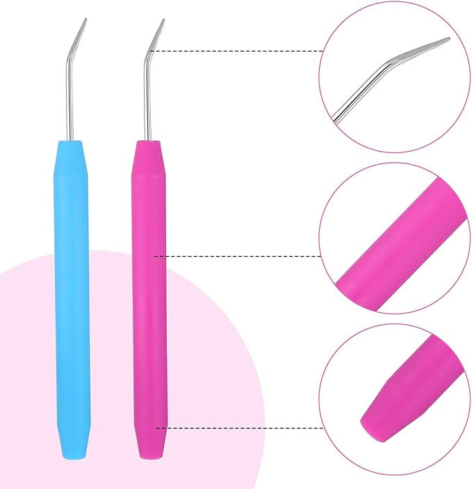 18 Pcs Loom Hook Crochet Loom 6 Pcs Pink and Blue Looms Knitting Hook with 12Pcs Colorful Plastic Sewing Needles Plastic Crochet Hooks for DIY Handicrafts Knittings Looms Boards Beginners