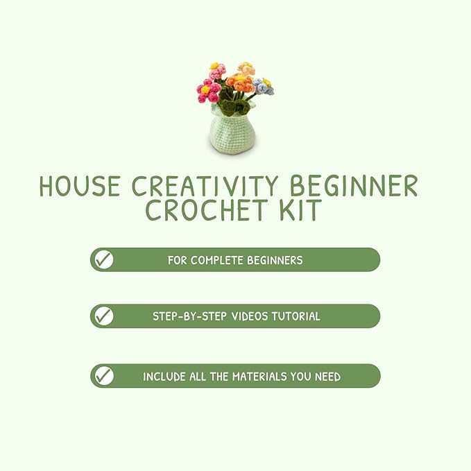 HOUSE CREATIVITY Crochet Plant Kit for Beginners – Make a Cute Strawberry Potted Plant, Amigurumi Crochet Starter Kit with Video Tutorial, Yarn, Hook & Pot, DIY Desk Decor Craft for Adults