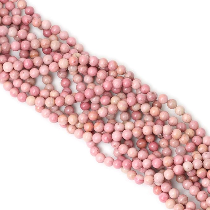 cheavian 60pcs 6mm natural rhodochrosite gemstone smooth round loose beads for jewelry making diy findings 1 strand 15"