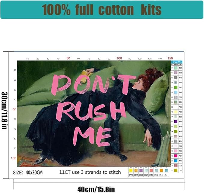 Woman Stamped Cross Stitch Kits for Adults-Embroidery Kits for Beginners Adults,11 CT Patterns Dimensions Counted Cross Stitch Kits for Adults Arts Craft 12x16 inch