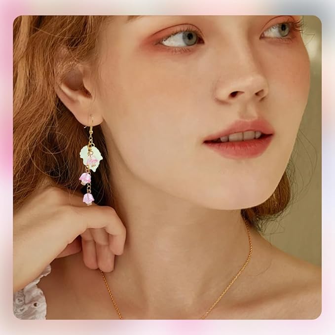 500Pcs Acrylic DIY Flower Leaf Beads Kits Including Assorted Pink Flower Loose Beads Maple Leaf Pendants Charms Acrylic Floral Caps for Earring Bracelet Necklace Craft Jewelry Making