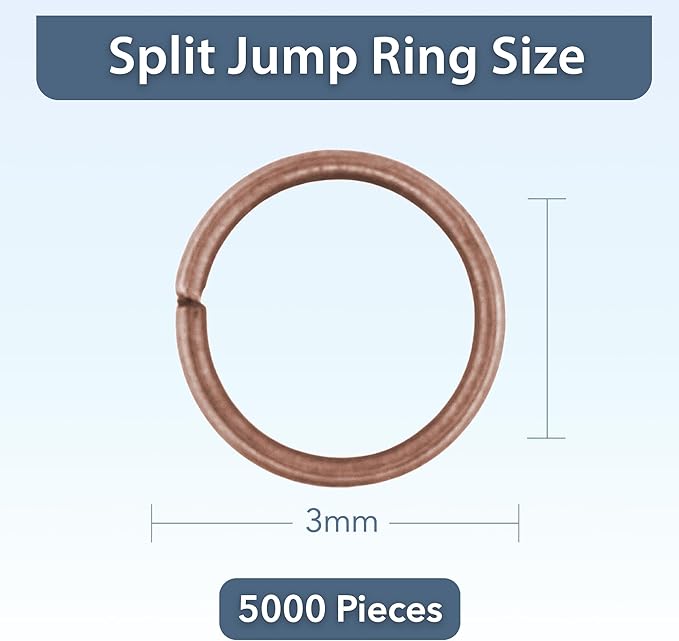 Mandala Crafts Assorted Antique Copper Color Jump Rings Jewelry Findings Metal O Rings for Jewelry Making Supplies - 5000 3mm Small Open Jump Rings Kit for Necklace Earring