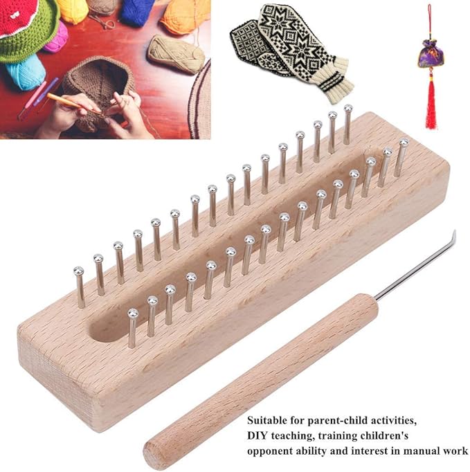 GLOGLOW Knitting Hand Wooden Knitting Board Yarn Weaving Machine Weaving with Elbow Crochet Hook for Knitter Craft Tool