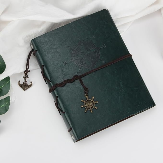 ThxMadam Leather Scrapbook Album 60 Pages Vintage Love Photo Album,11 * 8.1 Inch Scrapbook for Couples-DIY Memory Book,Birthday/Wedding Guest Book Gift for Anniversary Mother's Day