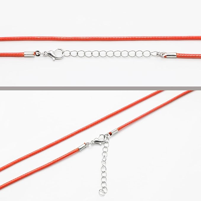 10 Pcs 2.0mm Leather Necklace Cords with Clasp,Waxed Cords,Necklace Ropes for Pendants and Jewelry Making(Orange)