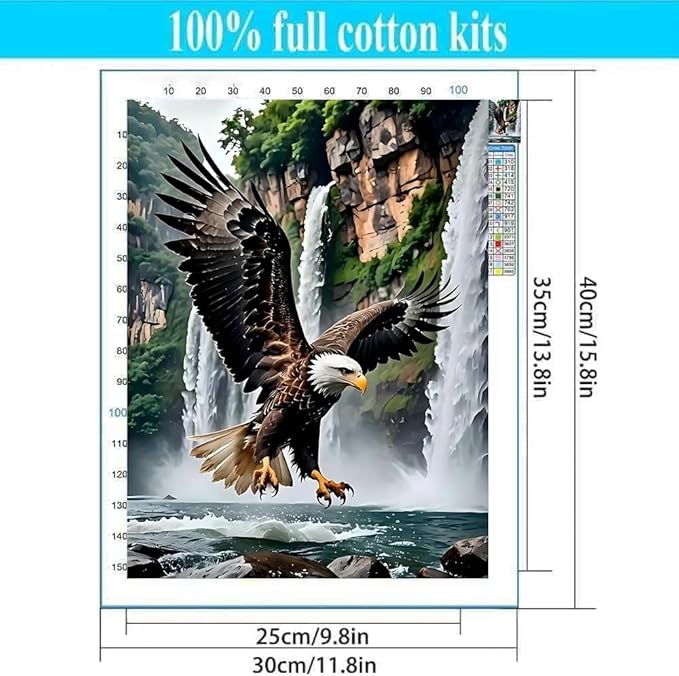 Eagle Cross Stitch Kits for Beginners Adults, Patterns Dimensions Needlepoint Art Crafts,Counted Cross Stitch Kits Embroidery Kits for Beginners Adults for Home Decor 11.8X15.7inch