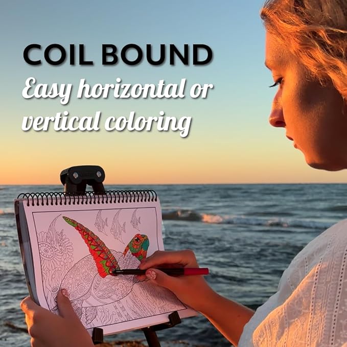 100 Ocean Animals: Relaxing Adult Coloring Book for Women & Men - Spiral Bound | Fun Facts & Stress Relief Coloring of Octopuses, Whales, Dolphins, Sea Turtles, Sharks, Stingrays, Axolotls & More