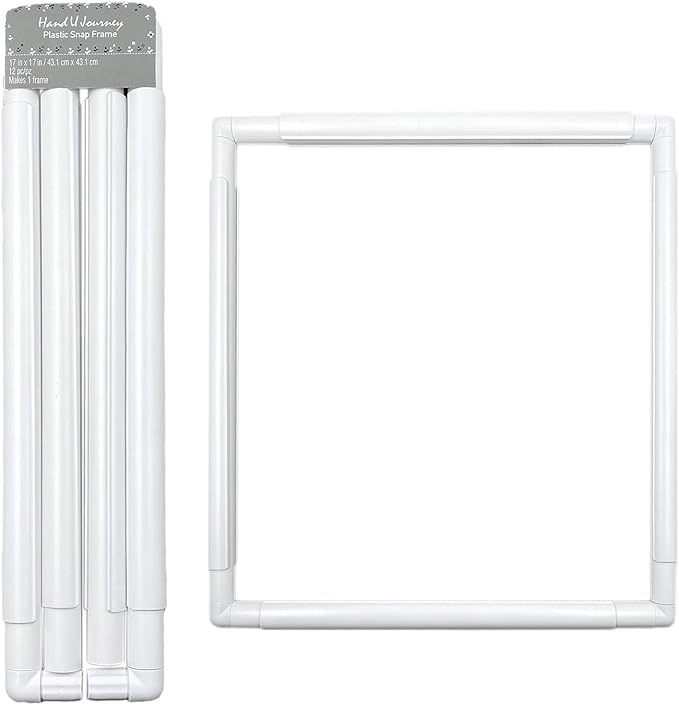 hand u journey universal clip frame square rectangle plastic clip frame for embroidery, quilting, cross-stitch, punch needle, silk-painting-17''x17''(43.1x43.1 cm)