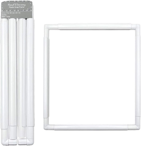 hand u journey universal clip frame square rectangle plastic clip frame for embroidery, quilting, cross-stitch, punch needle, silk-painting-17''x17''(43.1x43.1 cm)