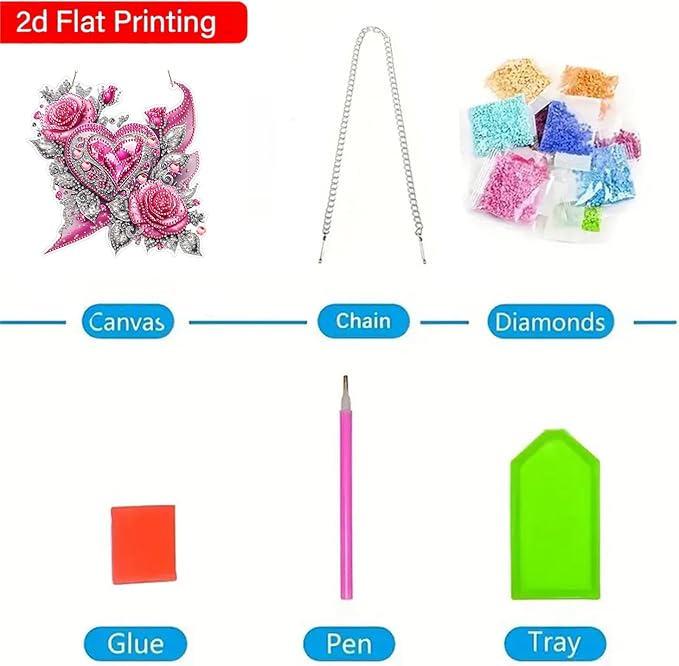 ZeeLionArt Hanging Diamonds Art kit for Adult,DIY Valentine's Day Pendant Diamond Painting Art,7.7x7.7in Acrylic Diamonds Painting Board Kit Ornament, Special Crystal Diamond Hanging Ornament