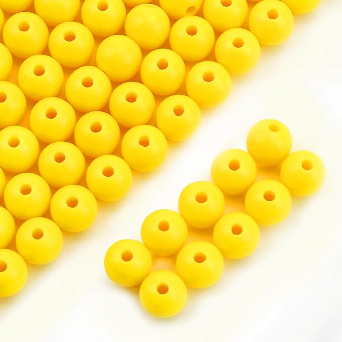 bonny boxx 1000pcs 6mm smooth yellow acrylic round beads, plastic resin bubblegum balls chunky gumball beads for necklace and bracelet making, crafting supplies