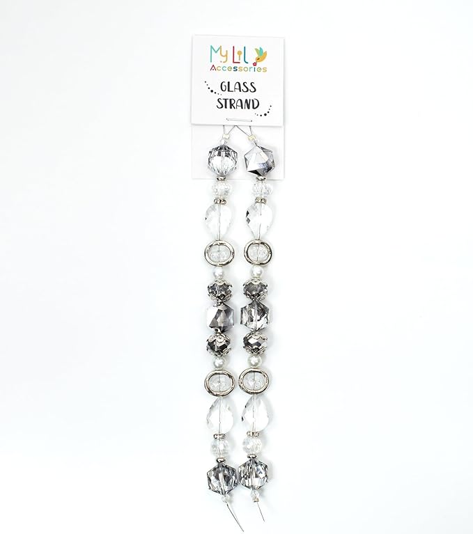 Glass Beads for Bracelets Jewelry Making Adults Keychains Bead Strand Large Unique Crystal Assortment for Craft Rondelle Faceted Flat Crackle Sparkly Bling Cute Pretty Beading Kit (2-pcs Crystal)