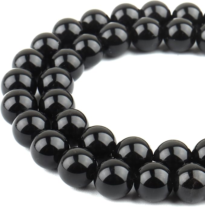 Natural Black Onyx Beads for Jewelry Making - Crystal Beads Gemstone Beads for Bracelets, 8mm Black Stone Beads Round Loose Beads(44-47pcs, 8mm, Black Onyx)