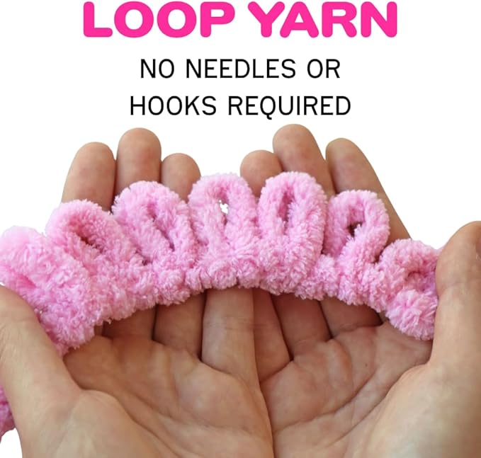 Beginner Craft Kit – Easy Loop Yarn Baby Blanket Kit for Adults & Kids, DIY Arm Knitting Kit with Soft Chenille Yarn, Perfect Handmade Gift (Milky)