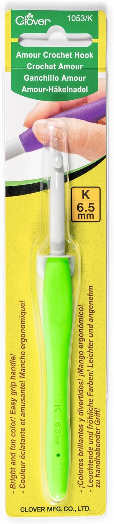 Clover 1053/K Amour Crochet Hook, Size K/6.5mm , Green