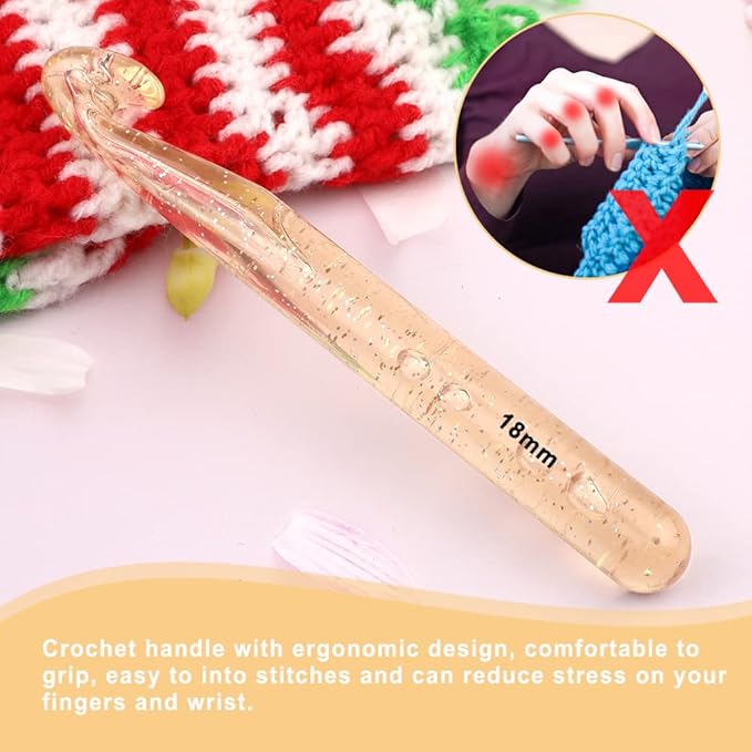 18 mm Crochet Hook, Large Crochet Hooks for Chunky Yarn Ergonomic Knitting Needles Crochet Needle for Beginners and Handmade DIY Knitting Crochet (18 mm)