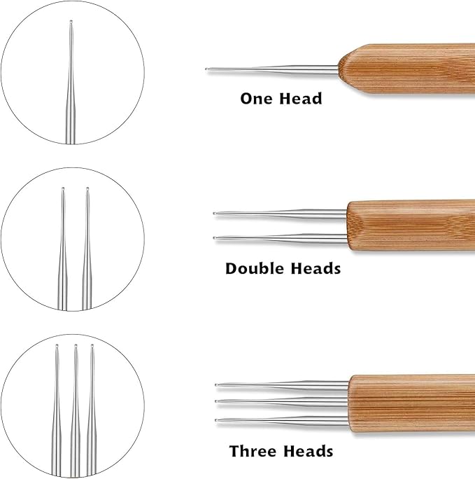 AUGSUN Dreadlock Crochet Hook Tool,Braid Hair Dreadlocks Needle, Interlocking Tool for Locs,Weaving Crochet for Braid Craft Knitting Needles (0.5mm)