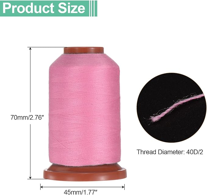 uxcell 40D/2 Sewing Thread 1100 Yards Polyester Household Sewing String Hand Stitching Polyester Cord for Clothing Stitching Shoe Bag Repairing DIY Craft Peach Pink
