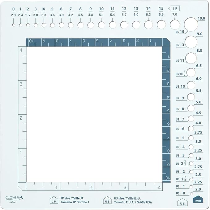 Clover Swatch Ruler & Needle Gauge, White