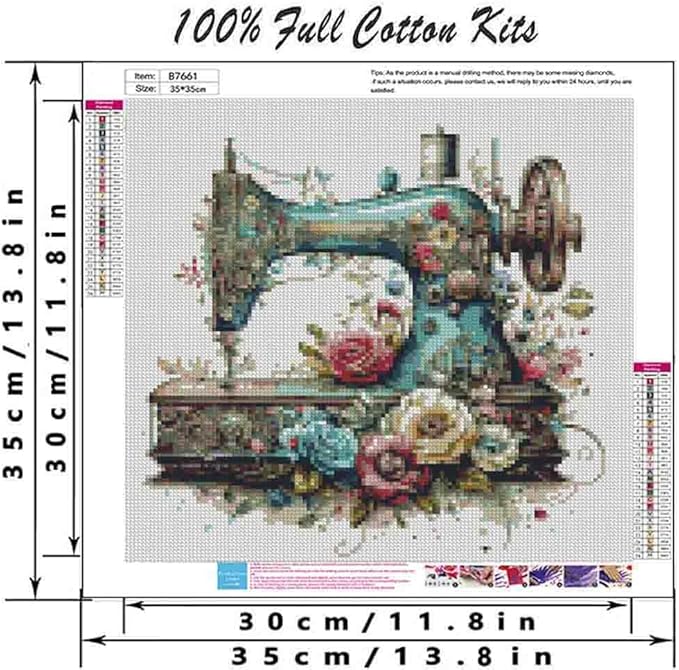 flower stamped cross stitch kits for adults beginner,sewing machine counted cross stitch kits printed stitching cute patterns dimensions needlepoint art crafts embroidery kits for adults beginners