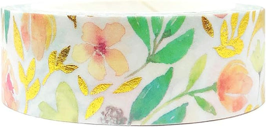 allydrew Gold and Silver Foil Washi Masking Tape, 15mm x 5M, Autumn Floral