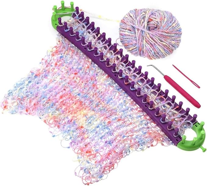 Katech Adjustable Knitting Looms Set -Customized Sizes for Your Project-Afghan Loom-Blanket Loom-Sock Scarf Loom-Hat Loom for Crocheting-Crochet Loom with Loom Knitting Book Hook Needle (All-in-one)