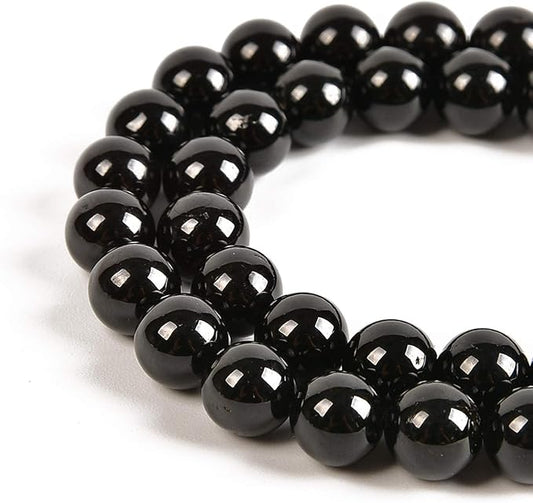 36pcs 10mm Natural Black Tourmaline Gemstone Round Spacer Loose Stone Beads for Jewelry Making 15.5" 1 Strand (Black Tourmaline, 10mm 36Beads)