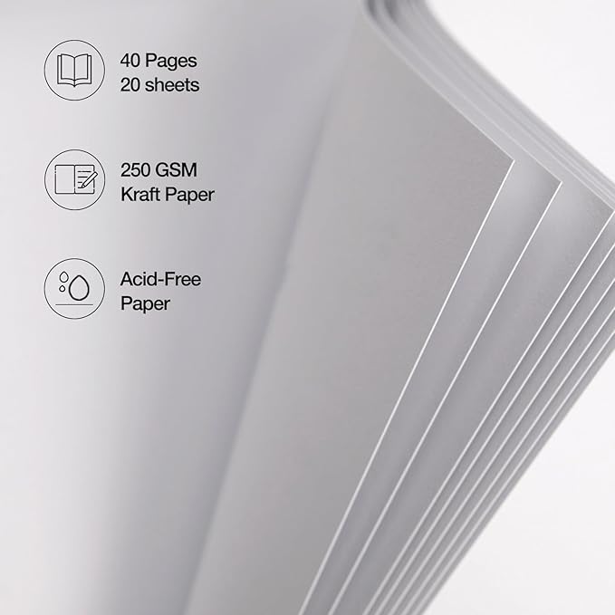 potricher 7 x 7 Inch DIY Scrapbook Album 40 Pages Hardcover Kraft Paper Scrap Book Photo Albums Memory Book for Wedding and Anniversary Family (White, 7 Inch)