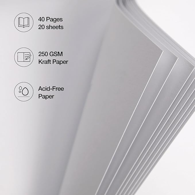 potricher 8 x 8 Inch DIY Scrapbook Album 40 Pages Hardcover Kraft Paper Scrap Book Photo Albums Memory Book for Wedding and Anniversary Family (White, 8 Inch)