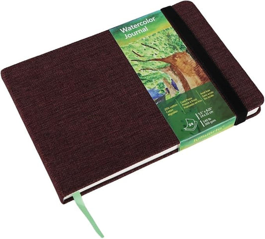 tumuarta Watercolor Journal, 8.25x5.5, 140 LB, 300 GSM, Cotton Paper, Cold Press, 24 Sheets, 48 Pages, Watercolor Paper Sketchbooks for Use As Travel Notebook and Mixed Media Pad
