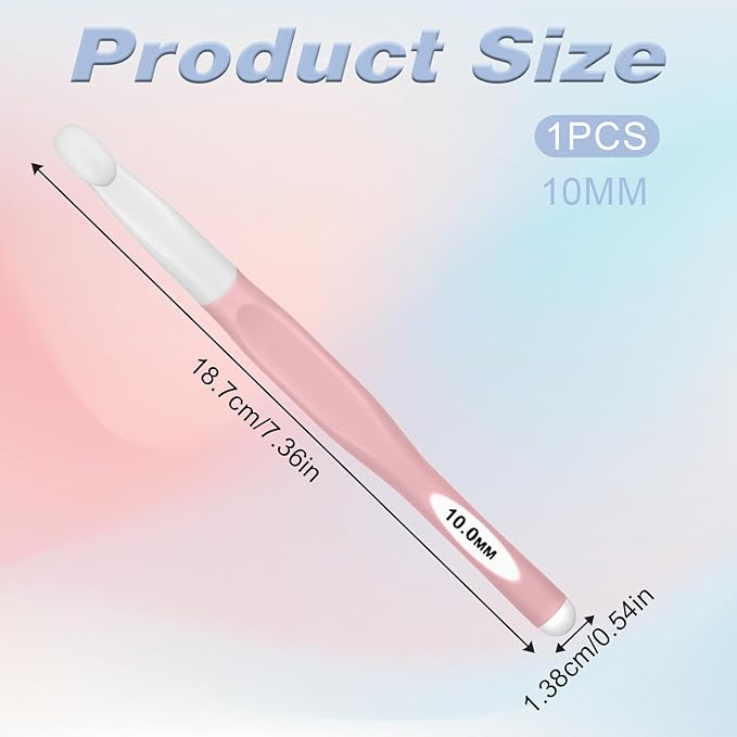 10mm Large Size Crochet with Ergonomiv Handle, Long Rubber Handle Crochet Hook, Knitting Giant Crochet Hooks for Chunky Yarn, Scarf, DIY, Wool Products(10mm)