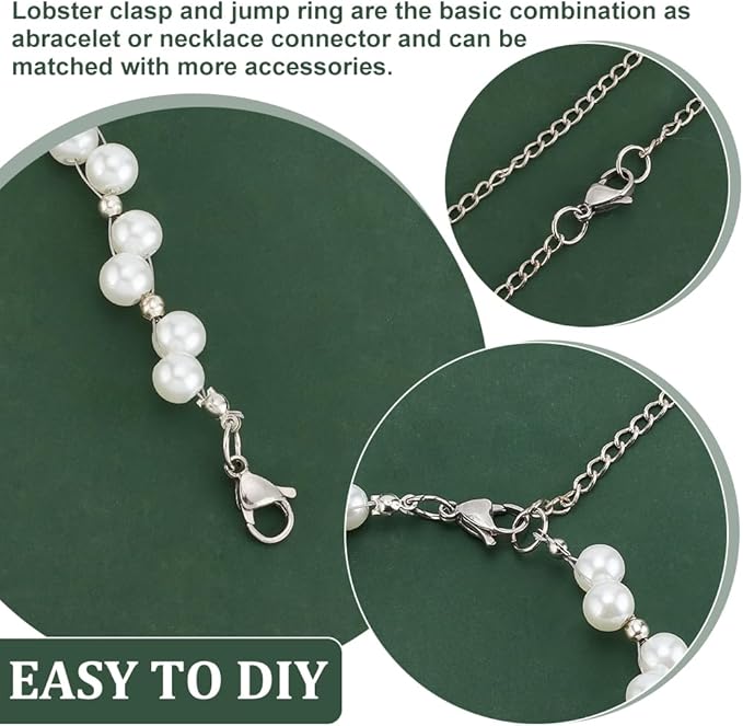 PH PandaHall 60pcs 15mm 304 Stainless Steel Lobster Claw Clasps with 120 pcs 6mm Jump Rings Jewelry Closure Fastener Hook for Earring Bracelet Necklace Pendants DIY Craft Making, Stainless Steel Color