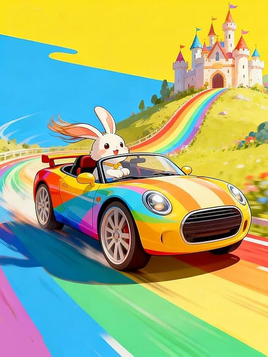NIHO-JIUMA Diamond Painting Kits Cartoon Sports Car, DIY Full Drill Diamond Art for Teens, Home Wall Decoration (30 X 40 cm/12 X 16 inches)